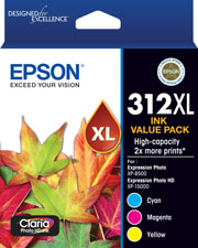 312XL - High Capacity Claria Photo HD (C, M, Y) - Three Colour Pack 
